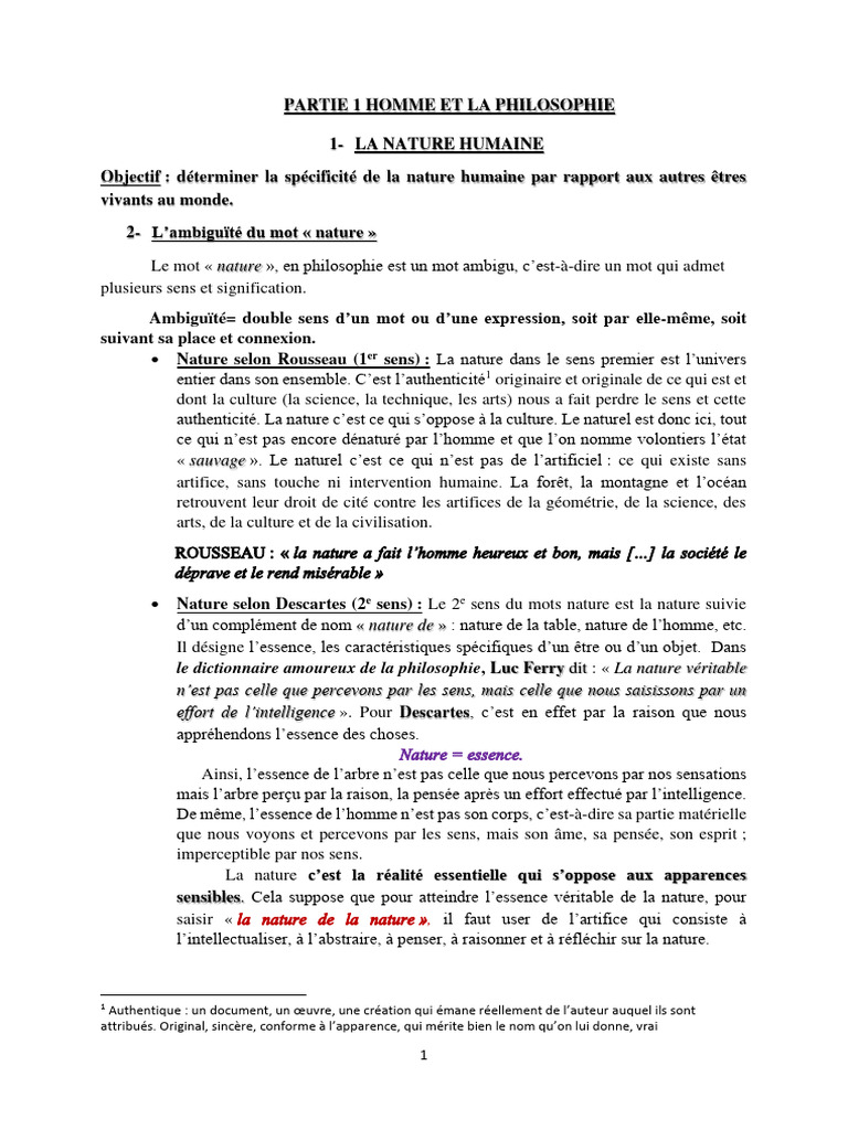 Partie 1 Homme Et Philosophie | PDF | Philosophie | Sciences et ...