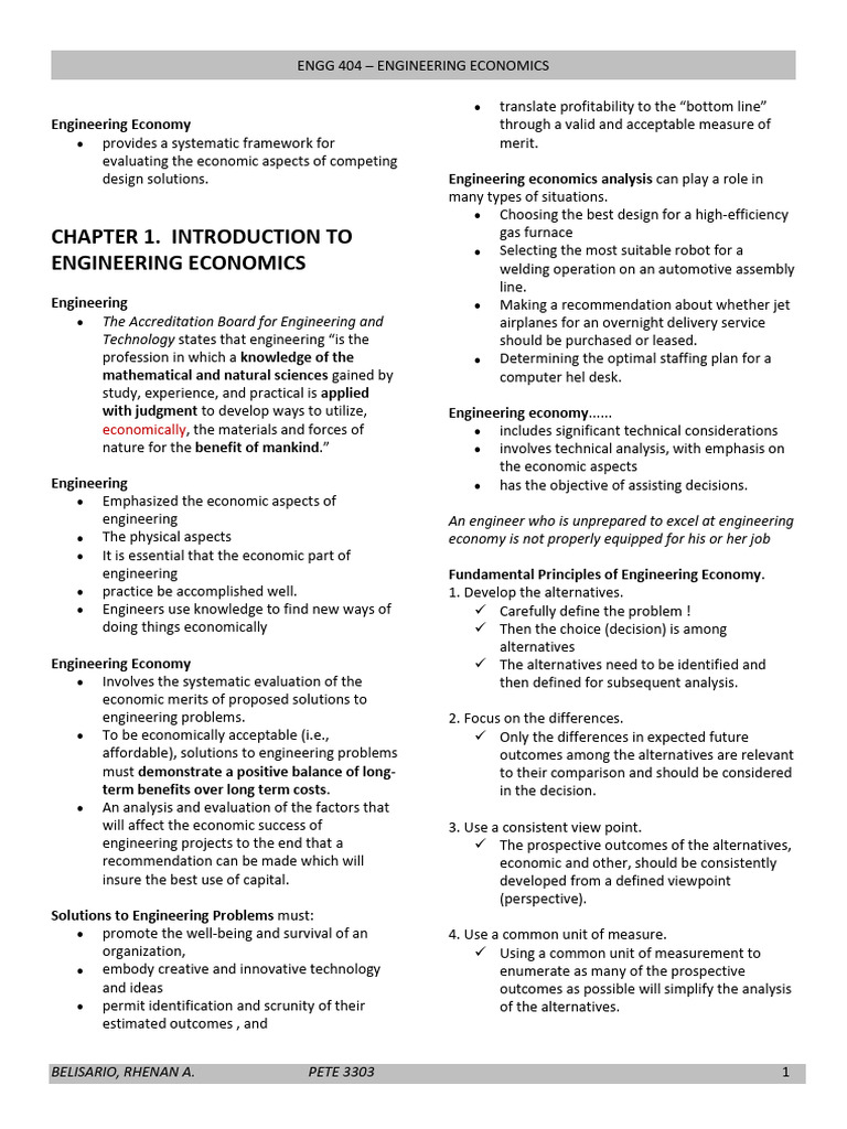 Engineering Economics | PDF