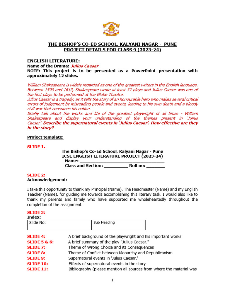 Julius Caesar Project Presentation Guide | PDF | Language Arts & Discipline