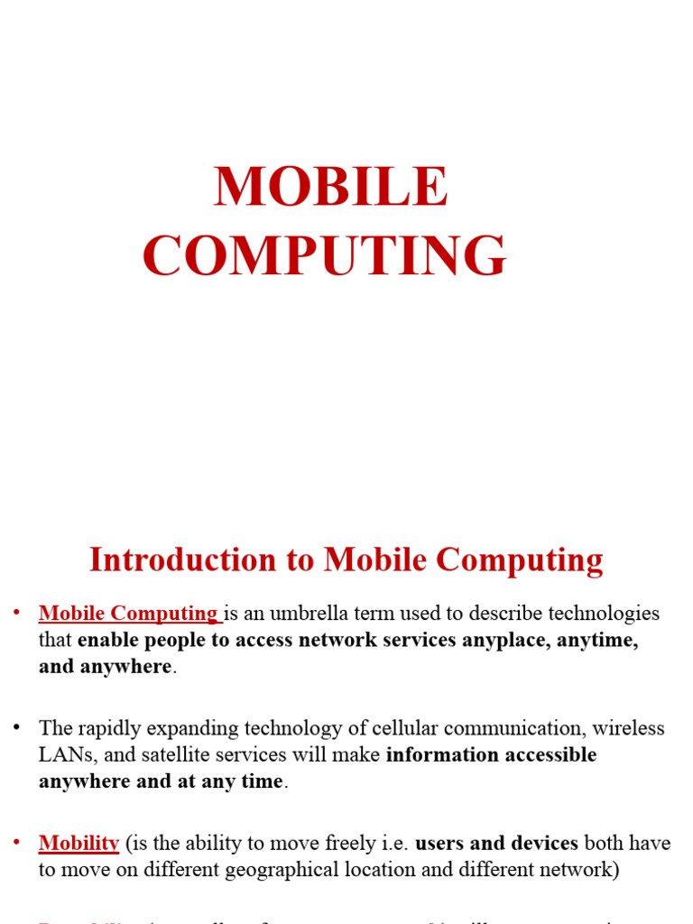 1.introduction To Mobile Computing PDF Computer Network Mobile