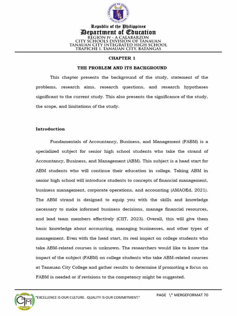 Impact of FABM on ABM Students at TCC | PDF | Business