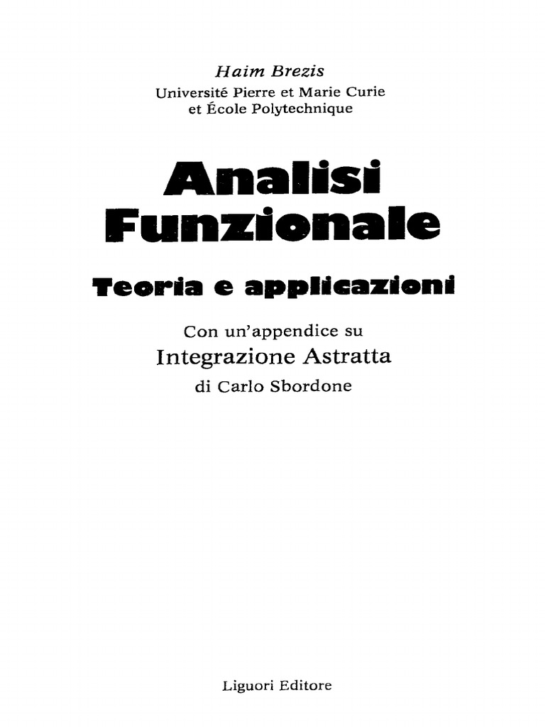 Analisi Funzionale Teoria e Applicazioni Haim Brezis PDF