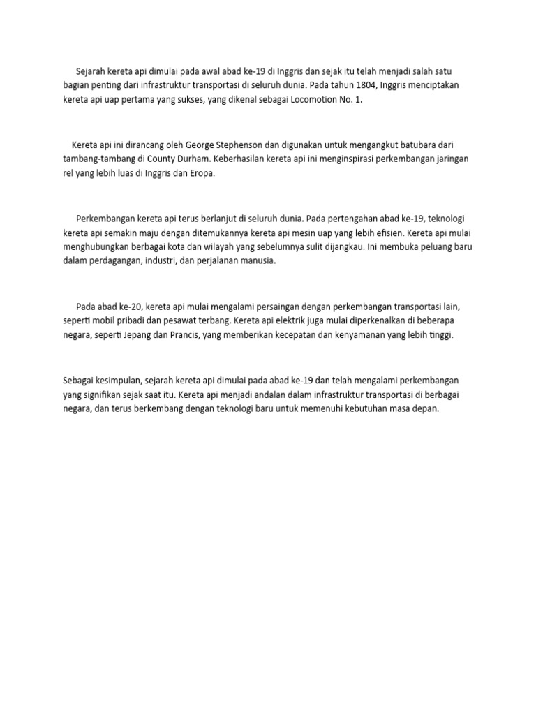 Sejarah dan Inovasi Kereta Api Dunia | PDF