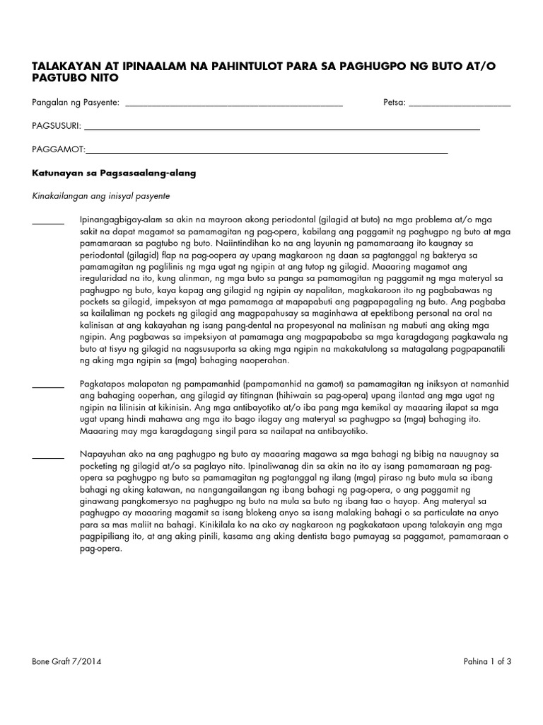 Discussion and Informed Consent BoneGraft Tagalog PDF