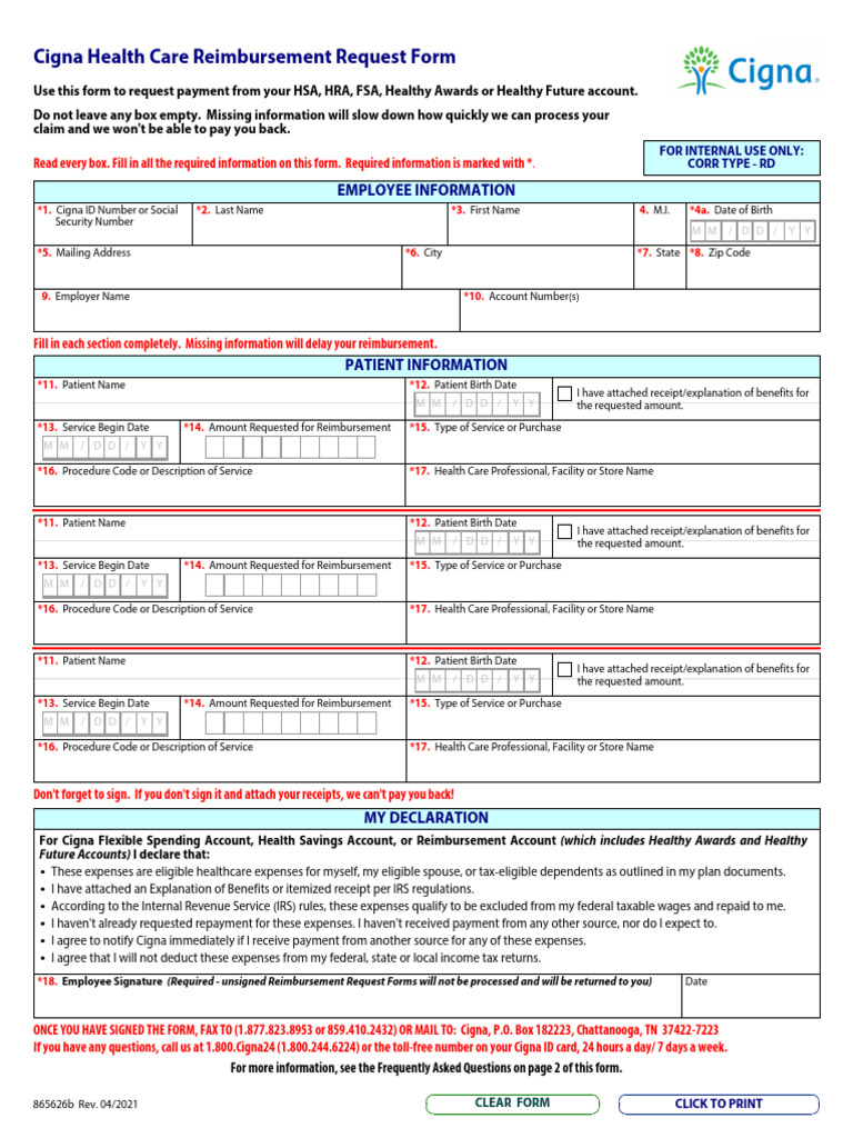 Form standard hra and fsa claim form 1 pdf