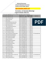 Revised General Merit List BS Business Economics 1st Semester Morning 2023332