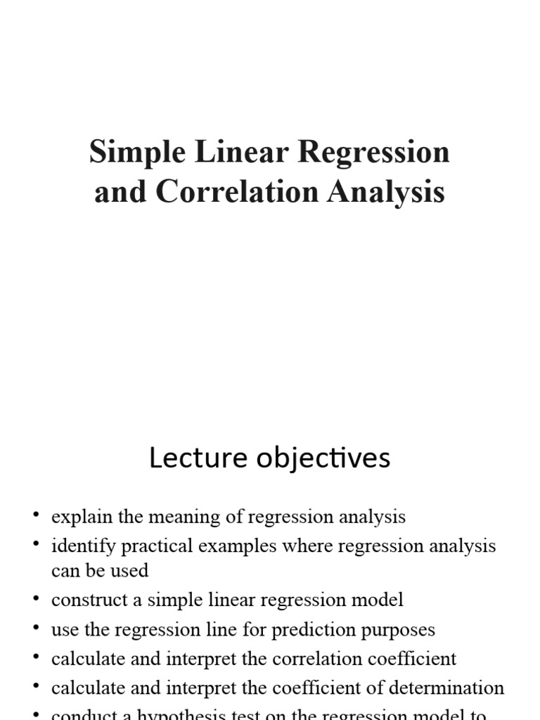 Lecture 12 Simple Linear Regression Analysis | PDF | Linear Regression ...