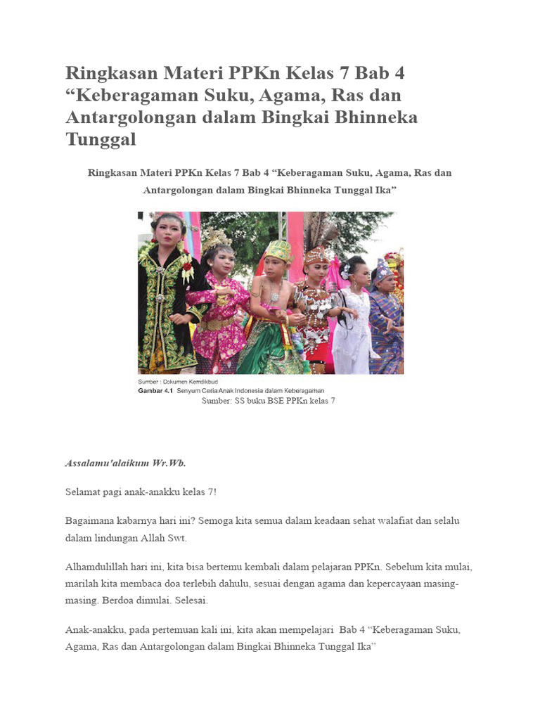 Keberagaman Suku, Agama, Ras, Dan Antargolongan Dalam Bingkai Bhinneka ...