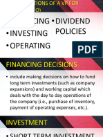 Financing - Investing - Operating - Dividend Policies