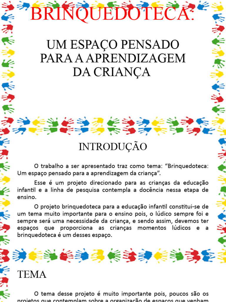 Brinquedoteca: Espaço Lúdico na Educação Infantil | PDF | Pré-escola ...