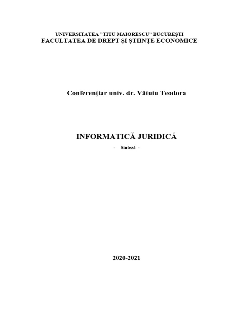 Informatica Juridica Curs Universitar | PDF