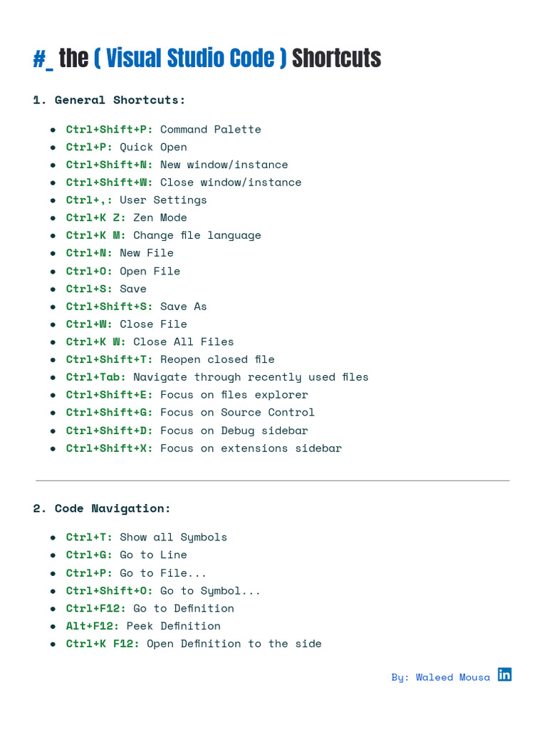 the VsCode Shortcuts CheatSheet | PDF