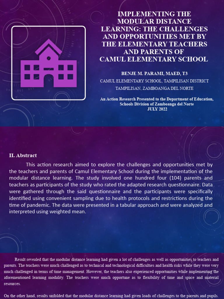 IMPLEMENTING MODULAR DISTANCE LEARNING PDF Teachers Distance Education