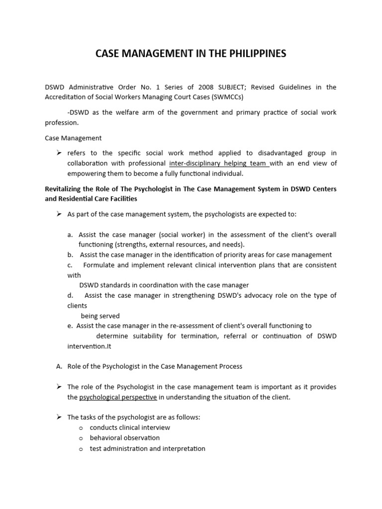Lecture 7 - Case Management in The Philippines | PDF