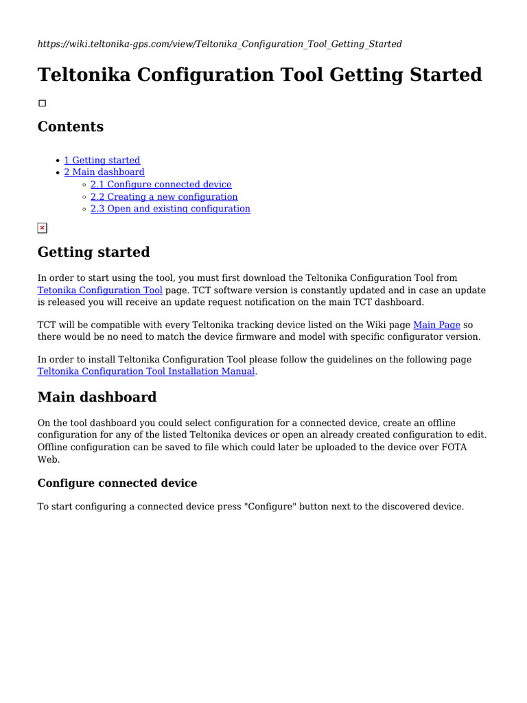 Teltonika Configuration Tool Getting Started | PDF