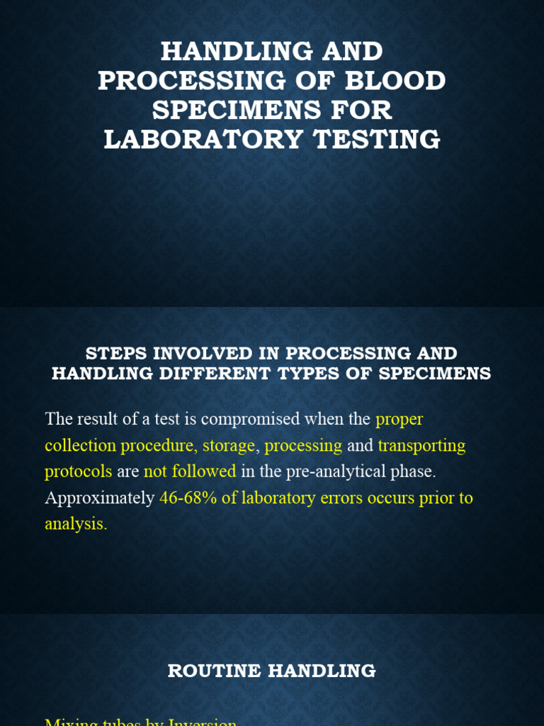 Handling and Processing of Blood Specimens For Laboratory Testing PDF
