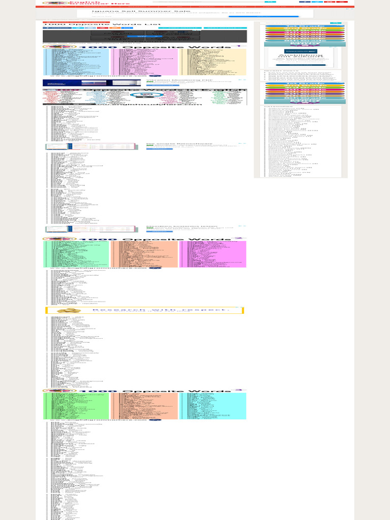 1000 Opposite Words List English Grammar Here Pdf