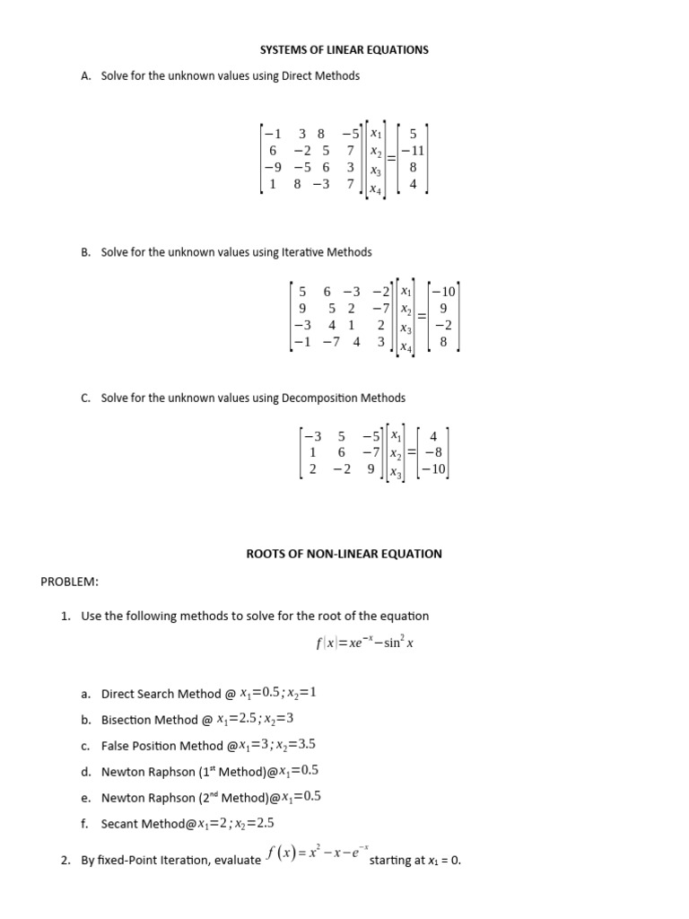 Solving Linear & Non-Linear Equations | PDF