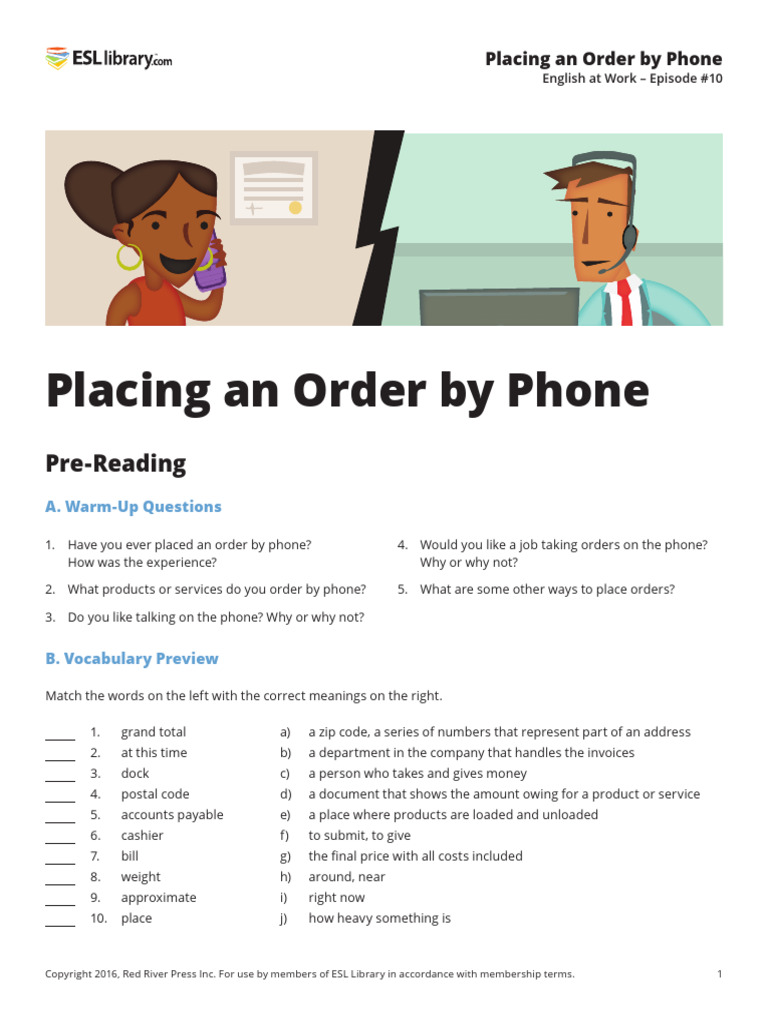 Placing An Order by Phone | PDF