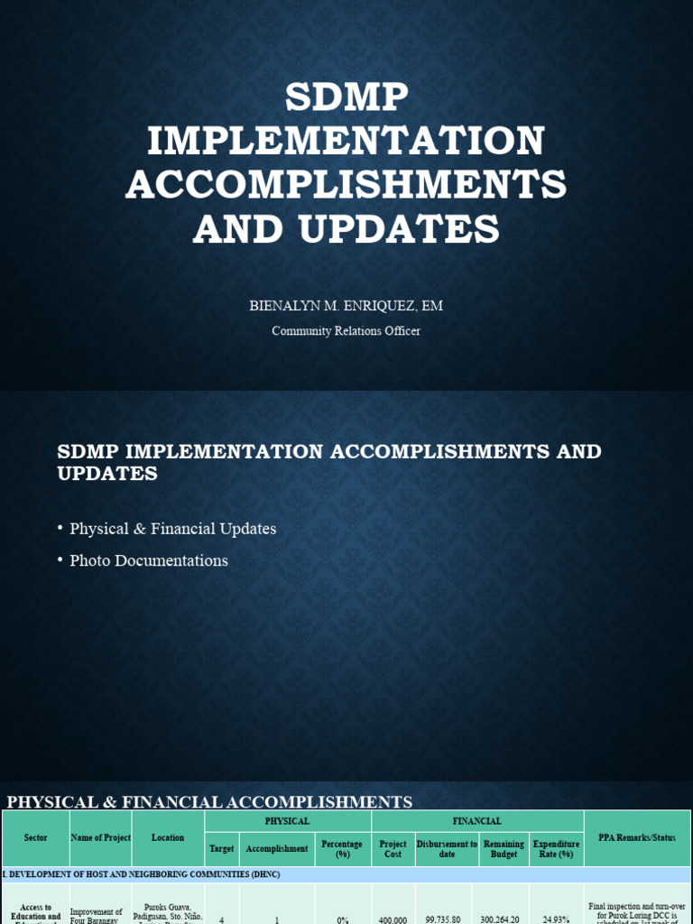 SDMP Implementation Accomplishments and Updates | PDF | Economies