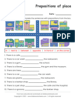 Prepositions of Place Worksheet