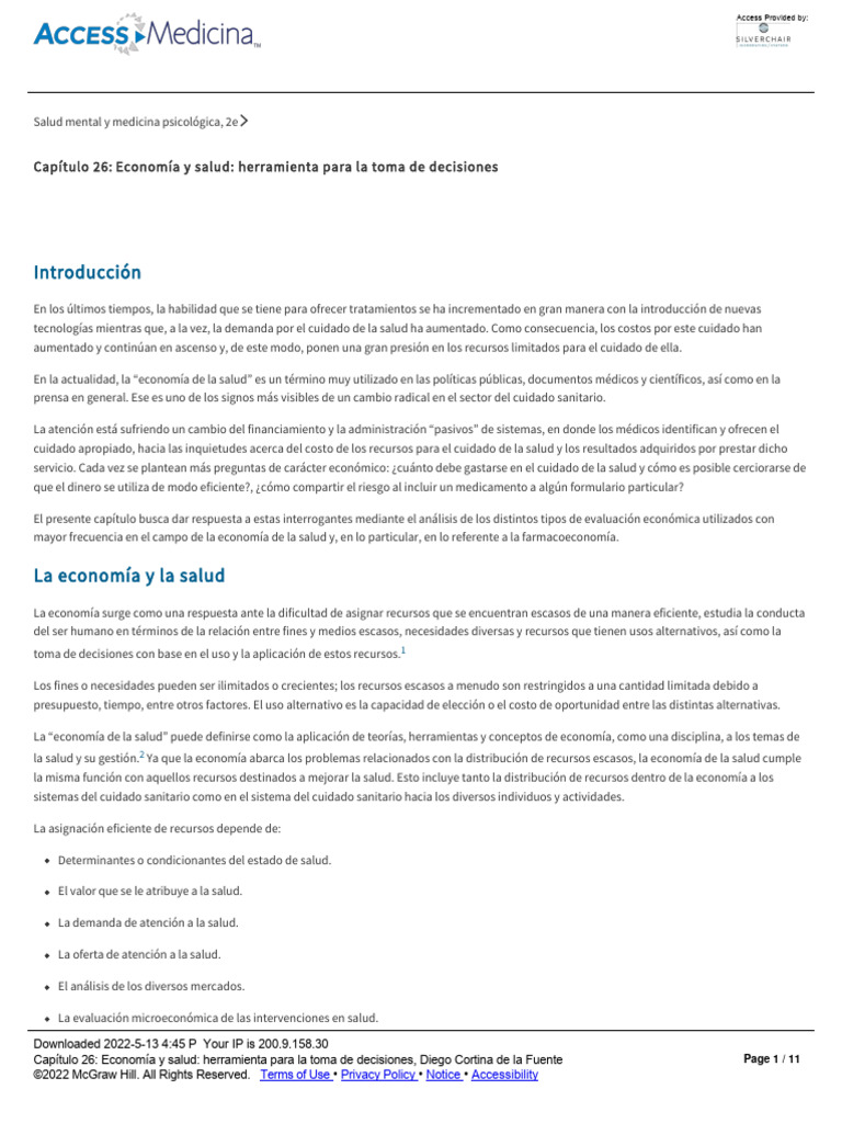 Capítulo 26 - Economía y Salud - Herramienta para La Toma de Decisiones ...