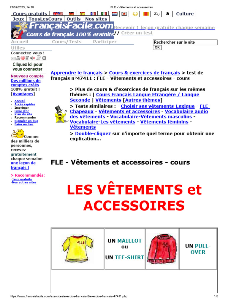 LES VÊTEMENTS  Les vetements en francais, Français débutant, Fle