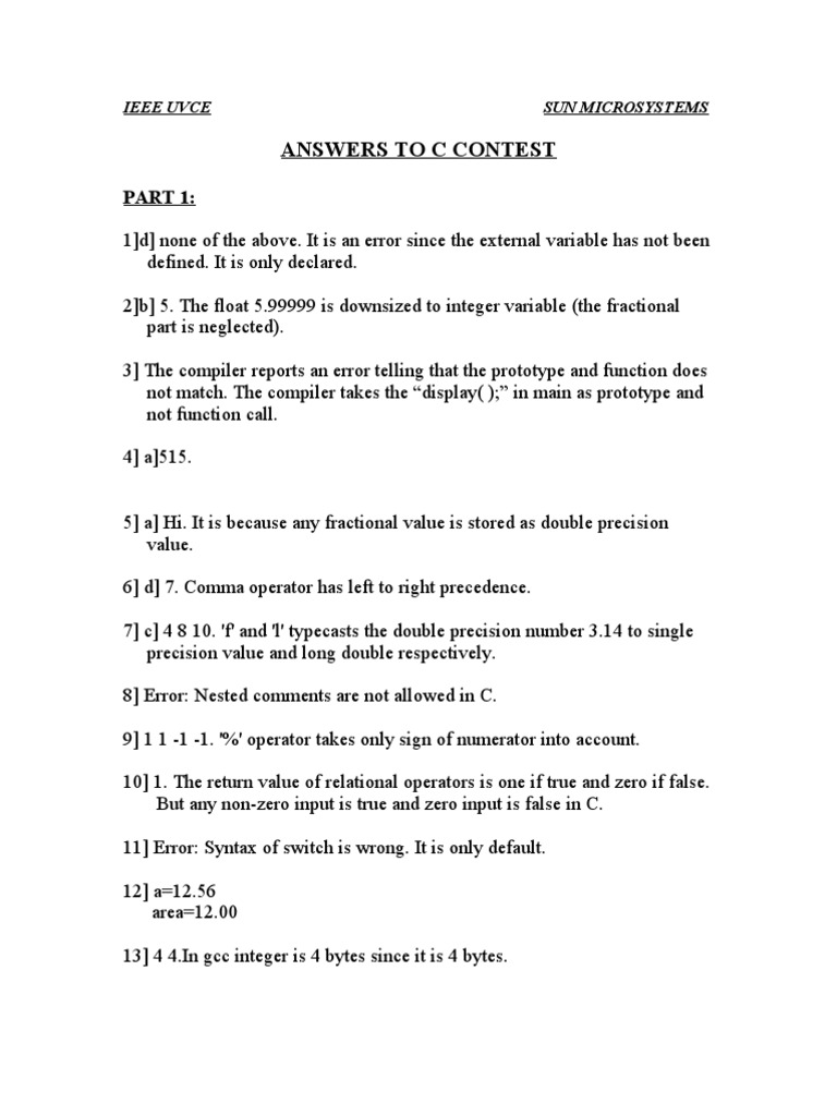 Solutions To C Coding Contest | PDF | C (Programming Language ...