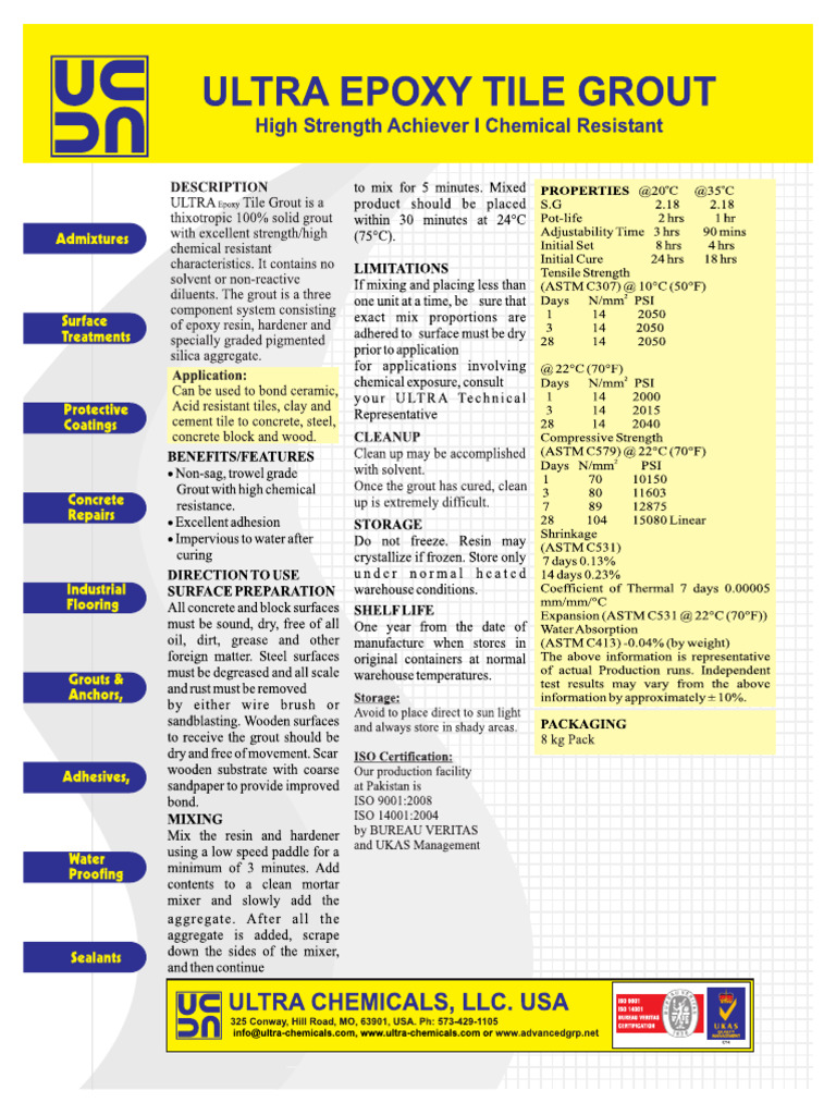 Ultra Epoxy Tile Grout PDF