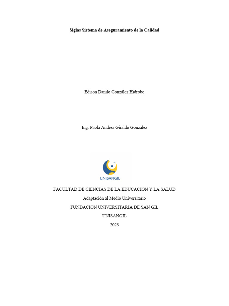 Siglas Sistema de Aseguramiento de La Calidad | PDF