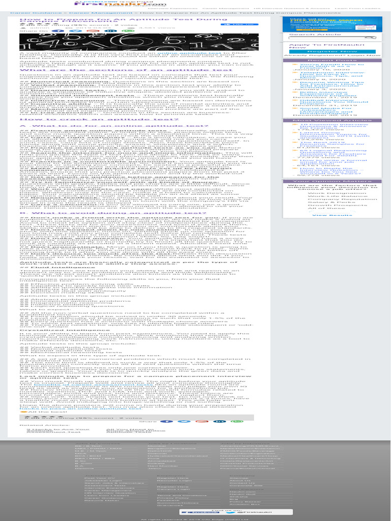 Campus Aptitude Test Preparation Guide | PDF | Intelligence | Reason