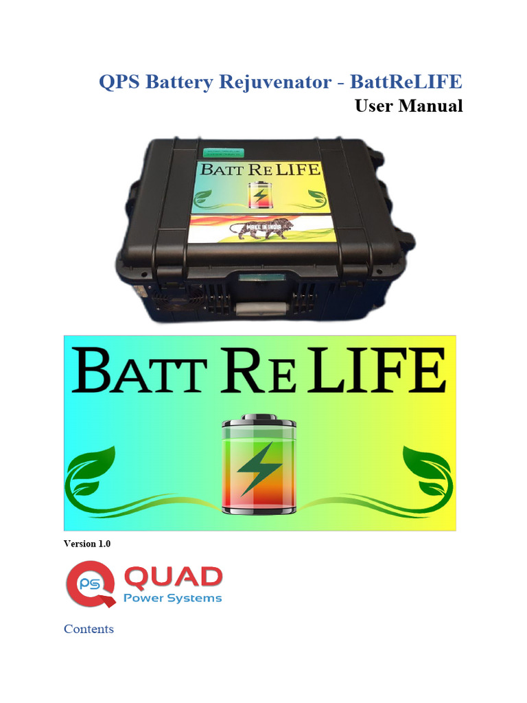 QPS Battery Rejuvenator BattReLIFE PDF Manufactured Goods