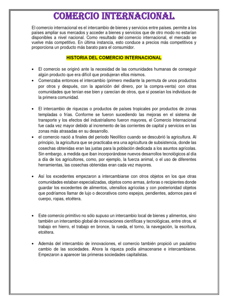 Historia del Comercio Internacional | PDF | Viajes y turismo