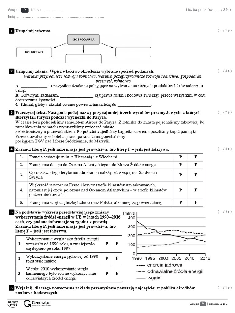 Sprawdzian Z Historii Kl 4 Rozdział 2 Test_-_rozdzia_4._Gospodarka_Europy_Test_z_widoczna_punktacja | PDF