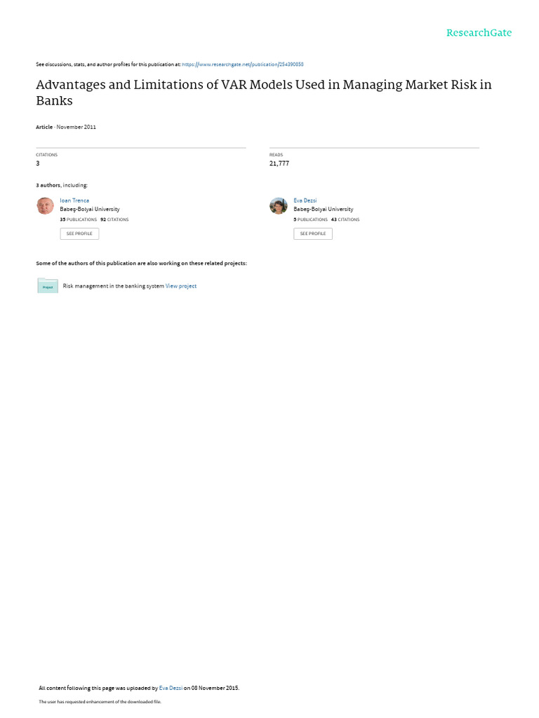 Advantages and Limitations of VAR Models Used in M | PDF