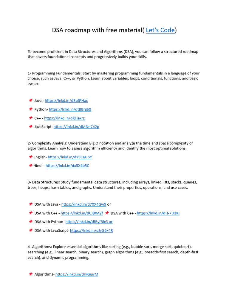 DSA roadmap with free material (1) | PDF