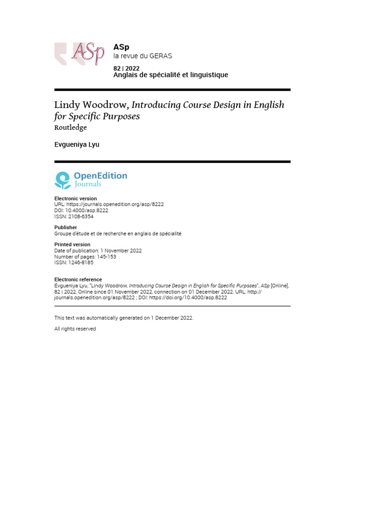 ESP Course Design Essentials | PDF
