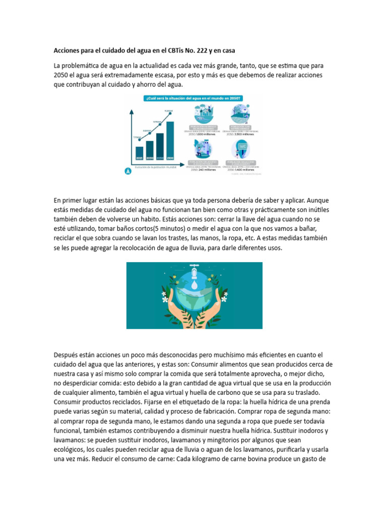 Acciones para El Cuidado Del Agua | PDF | Agua | Carne
