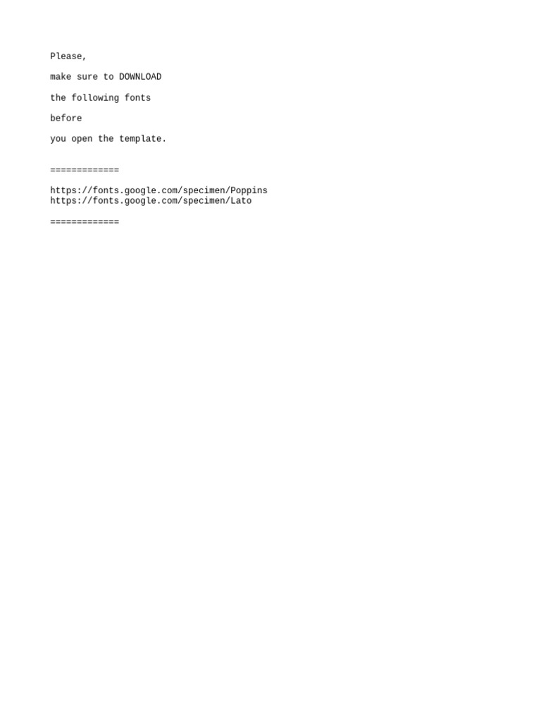Essential Fonts for Template Use | PDF