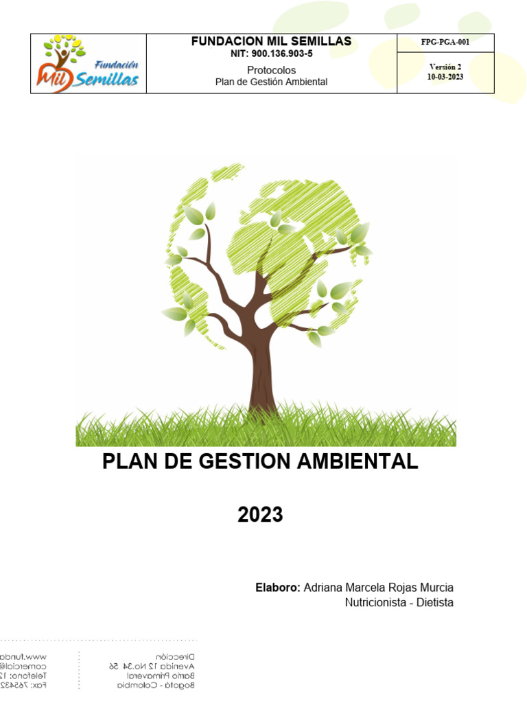 Plan de Gestión Ambiental 2023 | PDF | Residuos | Entorno natural