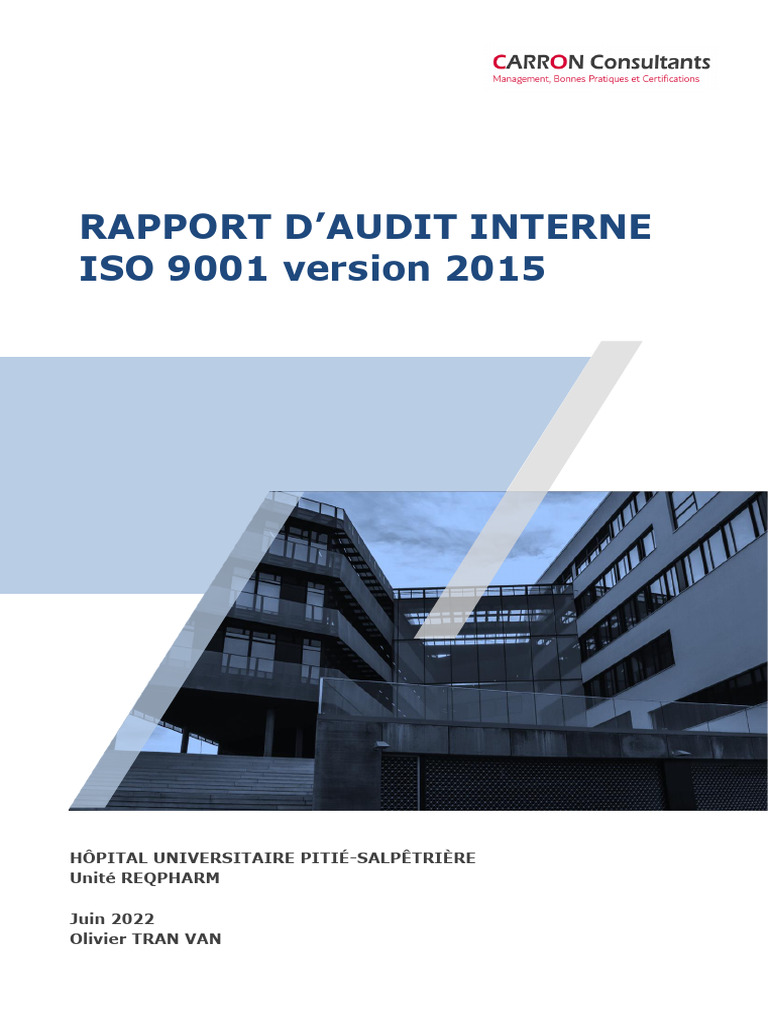Rapport Daudit Interne ISO 9001 REQPHARM Juin 2022 | PDF
