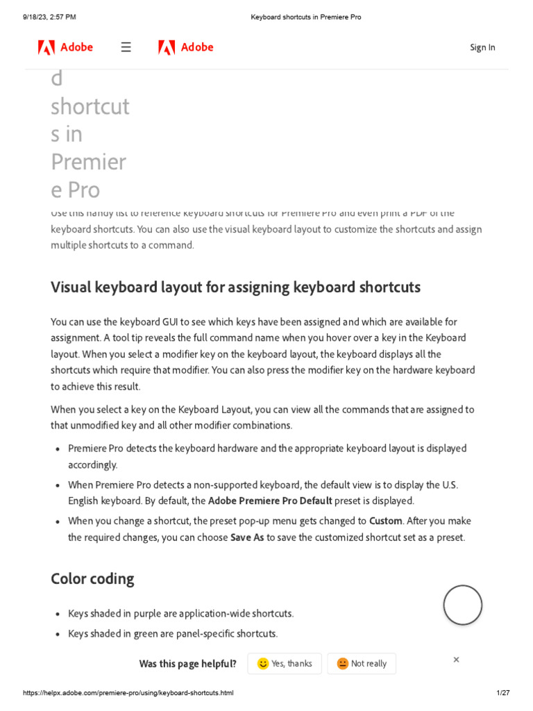 Keyboard Shortcuts in Premiere Pro2 | PDF