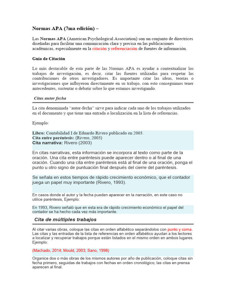 Guía de Citación Normas APA 7ma Edición | PDF
