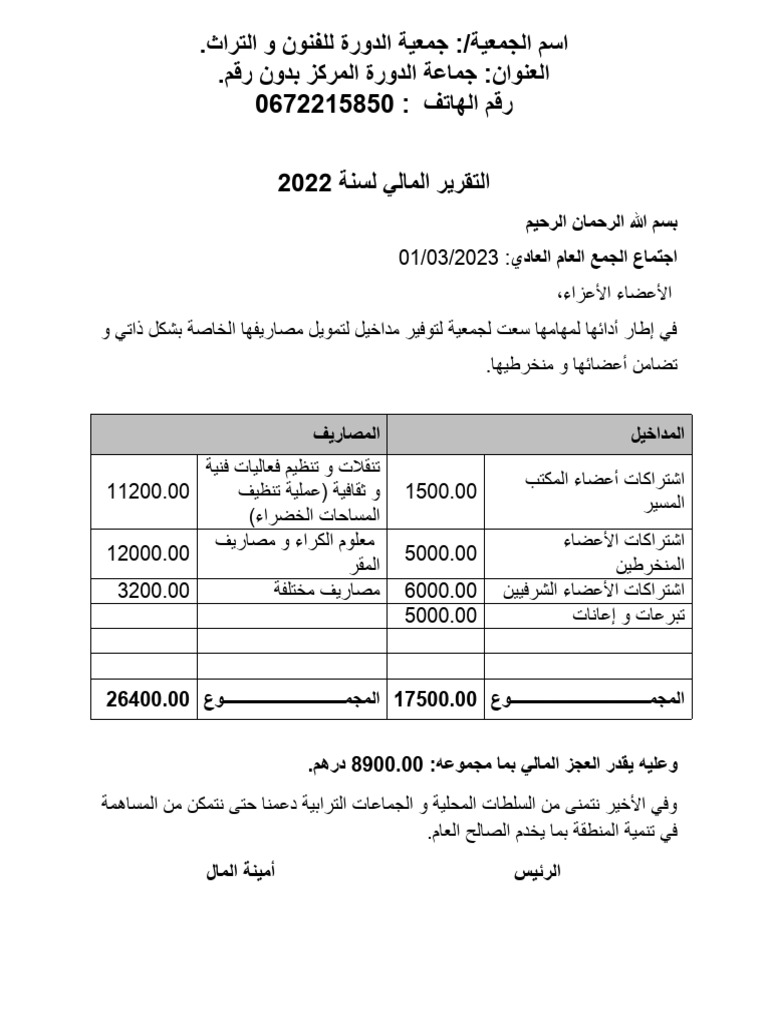 تقرير مالي 2022- | PDF