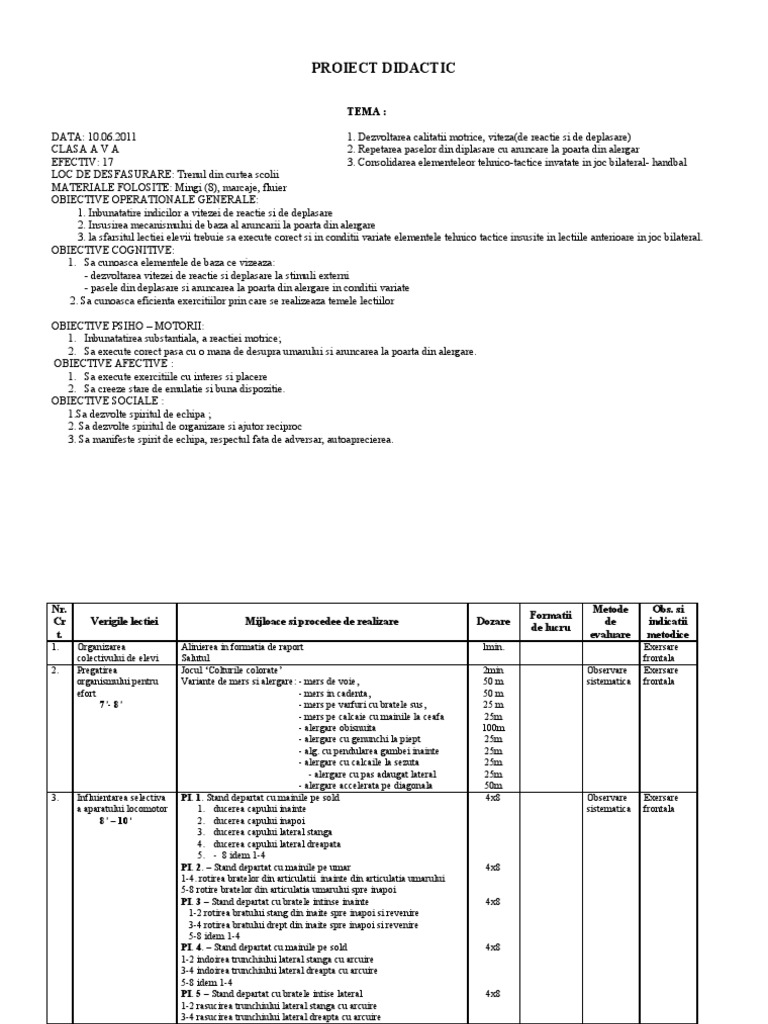 Proiect Didactic Ed