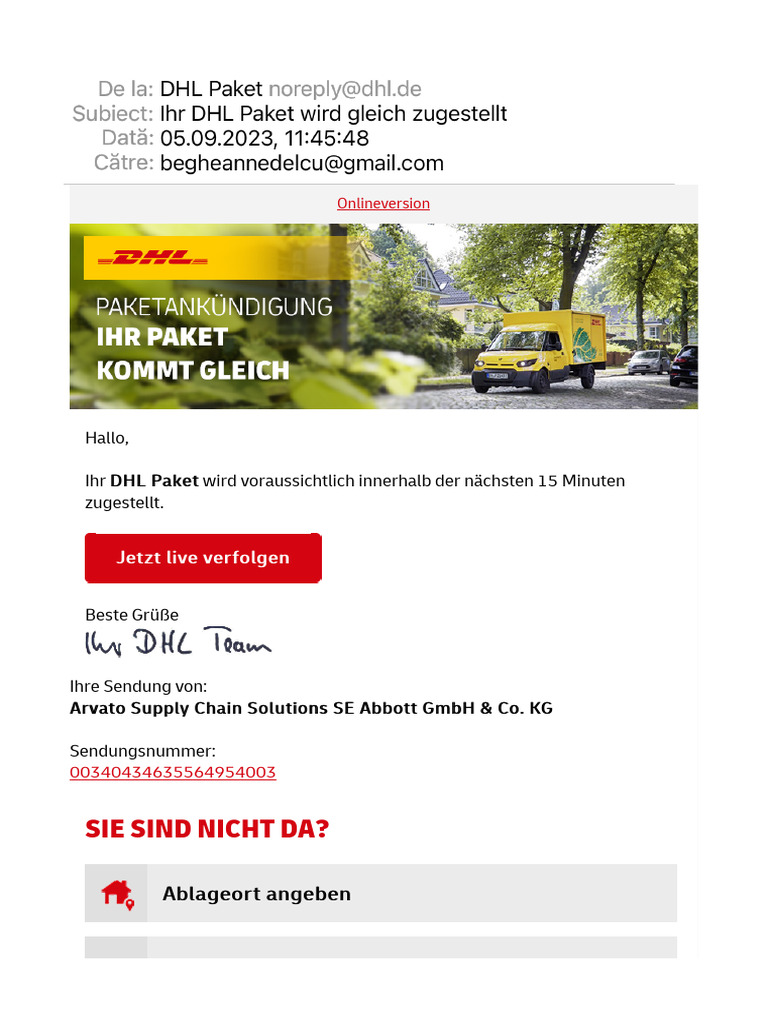 Ihr DHL Paket Wird Gleich Zugestellt PDF