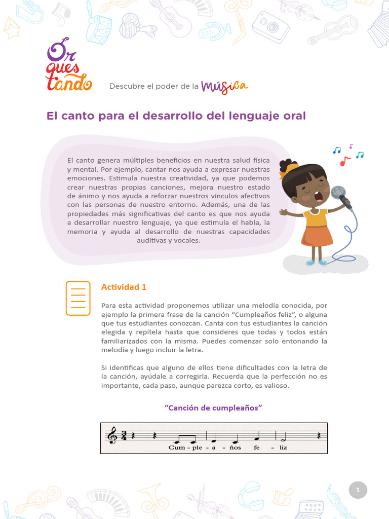Canto y Desarrollo del Lenguaje Oral | PDF