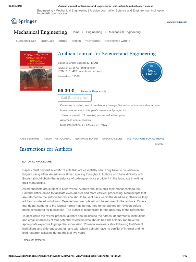 Arabian Journal For Science and Engineering - Incl | PDF