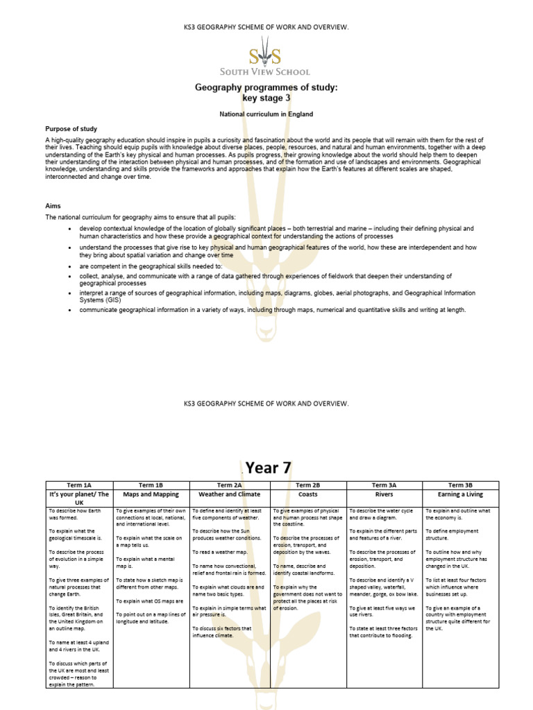 GEOGRAPHY Curriculum Overview KS3 | Download Free PDF | Geography