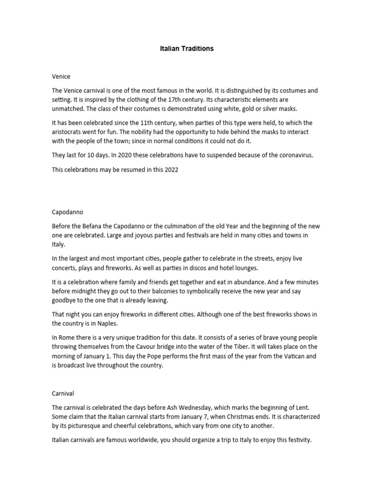 Italy Printables Italian Tradition